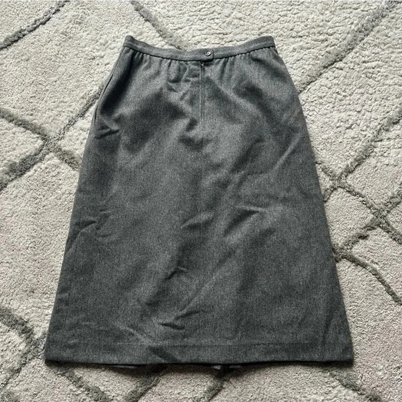 Vintage wool gray midi skirt pleated high rise 28 - Picture 2 of 13